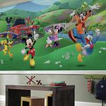RoomMates JL1435M Mickey and Friends Roadster Racer XL Chair Rail Prepasted Mural 6' x 10.5' -Ultra-Strippable