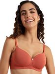 NYKD Wireless Everyday Cotton Bra for Women Daily Use - Wire-Free Shaping Bra, Padded, 3/4th Coverage - Bra, NYB094, Carrot, 34B, 1N