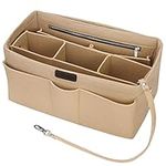 Handbag Organiser Insert, Betoores Felt Insert Bag Organiser Bag in Bag Organizer with Detachable Bag and Key Chains Perfect for Speedy Neverfull Tote,Beige - M