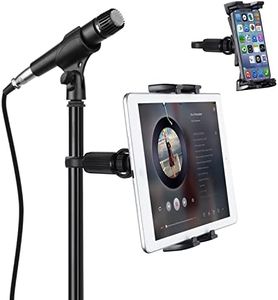 JUBOR Tablet Mounts for Microphone Stands, Microphone Tablet Holder, Mic Music Stand for iPad, iPad Pro, iPad Mini, 2, 3, iPad Air, iPhone Smartphone 4.7-12.9" Tablets