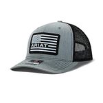 ARIAT Western Mens Cap Baseball Hat USA Flag Patch Mesh Snap Grey