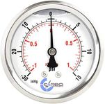 CARBO Instruments 2 1-2" Pressure Gauge, Stainless Steel Case, Chrome Plated Brass Connection, Lqiuid Filled, Compound Vacuum -30 Hg - 0-15 psi Back Mount 1/4" NPT