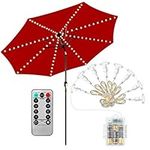 AMIR Patio Umbrella Lights, 104 LED String Lights with Remote Control, 8 Lighting Mode Umbrella Lights Battery Operated Outdoor Lighting for Patio Umbrellas Camping Tents or Outdoor