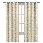 Set of 2 Panels 108"Wx84"L -Royal Tradition - Aryanna - BEIGE - Jacquard Gromment Window Curtain Panels, 54-Inch by 84-Inch each Panel. Package contains set of 2 panels 84 inch long.