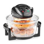 Emperial Premium Black 17L Halogen Convection Oven Cooker Air Fryer 1400W Includes Accessories Pack, Timer & Extender Ring