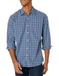 Amazon Essentials Men's Regular-Fit Long-Sleeve Casual Poplin Shirt, Blue Plaid, XL