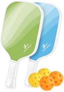 ZUMWORGION® Pickleball Paddles Set of 2: Cute Fiberglass Rackets with Balls for Beginner - Lightweight 8mm Honeycomb Core Women Girly Pickle Gifts for Adults | 14mm 7oz | Blue Green