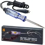 Katzco Voltage Continuity and Current Tester - 6-12 V DC - 24 V AC Circuit - Heavy Duty - Long Probe Tester with Indicator Light - 54 Inch Cord for Low Voltage Systems, Cars, Live Wires, Fuses