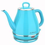 Anfilank Electric Gooseneck Kettle, 1L 1500W Fast Boil, 100% Stainless Steel BPA Free Pour-Over Coffee & Tea Kettle, Water Boiler with Auto Shut & Boil-Dry Protection, Turquoise