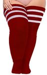 Plus Size Womens Thigh High Socks for Thick Thighs- Extra Long Striped Thick Over the Knee Socks- Leg Warmer Boot Socks