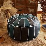 SS&LL Premium Leather Pouf Unstuffed Moroccan Pouffe, Round Ottoman Resting Foot Stool, Bean Bag Chair, Modern Home Footrest Cover Storage Solution-B 48x48x28cm(19x19x11inch) (n5kr9-003)