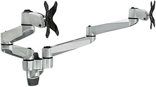 Mount-It! Dual Full Motion Monitor Wall Mount, Compatible with VESA 75 and 100, Fits Computer Screens 19, 20, 21, 24, 27, 30 Inches, Silver (MI-43114)