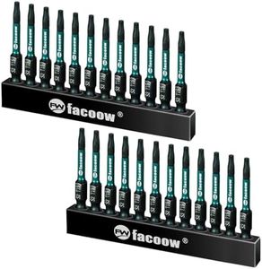 Facoow T15 Torx Bit Set, S2 Alloy Steel Star Bits With Magnetic Tips, 24 Pack 2" Long Impact Torque Bits