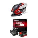 Einhell Power X-Change Cordless Detail Sander with Battery and Charger - 18V Electric Sander for Wood, Plaster and Metal - TE-OS 18/150 Li Hand-Held Sander with Dust Collection Set