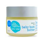 Lila Loves Organics Large Size 100ml Baby Bum Butter, Baby Bum Cream & Belly Butter for Mom, Therapeutic Blend of Organic Shea Butter, Beeswax, Jajoba, Coconut & Sunflower Oils, Complete Protection from Diaper Rash, Stretching, Itchy & Dry Skin, Eczema, Cuts, Scrapes & Other Skin Irritations, Unscented Lotion Balm