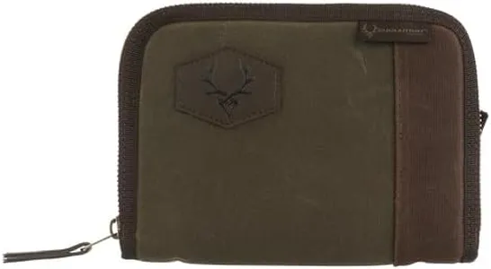 Evolution Outdoor Rawhide Series Waxed Canvas Pistol Case - 8" inch, Plaid Flannel Lining, Heavy Duty Padding, Soft Gun Case, Antique Brass Zipper