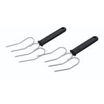 KitchenCraft Poultry Lifting Forks, Turkey and Meat Lifters, Stainless Steel, 22 x 9 cm, Set of 2, Black/Silver