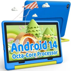 CHOFSLIA Android 14 Kids Tablet, Octa-Core Processor Tablet for Kids, 8GB+64GB, 5000mAh, Kidoz Pre Installed, Parental Control, WiFi 6, Bluetooth 5.3, Kid-Proof Case, 3 DIY Stickers (Blue)