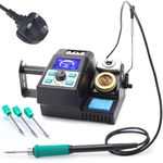 YIHUA 982 Precision Soldering Iron Station Kit with Digital LCD Display, Soldering Tips C245 Cartridge Compatible, Solder Wire Dispenser, 4 Memory Channels, Rapid Heating for Micro Soldering(UK Plug)