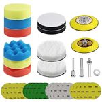 35 Pieces 3 Inch Car Headlight Restoration Kit, Gibolin Headlight Cleaner with ¼” ⅛” Shanks, Backing Pads, Polishing Pads, Waterproof Sanding Discs, Wool Pads, Interface Cushion Pads