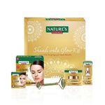 Nature's Essence Shaadi Wala Glow Kit - 3 weeks ritual | Skincare combo for Women | Gold Facial kit, Serum, cream & Jade Roller | Suitable for all skin types | Pack of 5, 126g +30ml