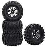 GLOBACT RC Truck Tires 2.8" Wheels and Tires 12mm Hex RC Wheels and Tires with Foam Inserts for 1/10 Scale Axial Redcat Rc4wd RC Monster Truck ​Buggy (4 Pcs)