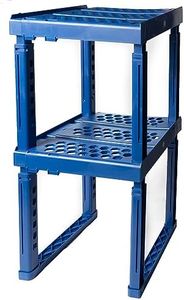 Locker Organizer Shelf， Adjustable Width and Height, Ideal Locker for School, Office, and Gym Lockers (Blue 2 Pack)