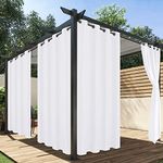 HolidayIdeas White Outdoor Curtains for Patio Waterproof, 4 Panels - 54 x 84 Inch - Privacy Protection & Light Filtering Curtains Grommet Outside Curtains for Porch, Gazebo, Pergola, Backyard