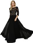 Meier Women's Lace Appliqued Mother of The Bride Evening Dress - Black -