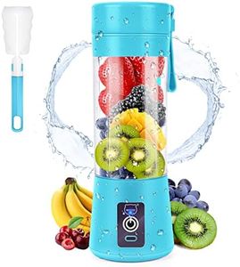 MIAOKE Portable Smoothie Blender, Personal Mini Juice Blender with Six Blades in 3D, USB Rechargeable Juicer Cup for Home/Office/Outdoors (Blue)