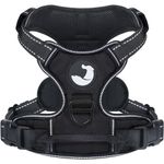 Joytale Dog Harness Medium, No-Pull Pet Harness with 2 Leash Clips, Adjustable Soft Padded Dog Vest, Reflective No-Choke Pet Oxford Vest with Easy Control Handle for Walking and Training, Black,M