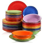 vancasso Bonita Multicolour Dinner Set- 36 Pieces Stoneware Dinnerware Set for 12, Handpainted Spirals Pattern Ceramic Combination Set with 10.5in Dinner Plate, 7.5in Dessert Plate and 800ml Soup Bowl