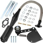 YOXUFA Flexible 2 Stroke Exhaust Muffler Silencer + Chain Tensioner Adjuster Kit for 49cc 60cc 66cc 80cc 100cc Motorized Bike Bicycle Engine Gas Motor Parts Black