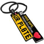 SONZE Custom Number Plate Keychain with Name, Logo, Foto - Double sided Personalised UK License Plate Reg Plate Keyring - DIY Car Key Ring Customised Gifts for Men & Women