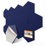 DEKIRU 12 Pack Self adhesive Hexagon Acoustic Panels Sound Proof Foam Panels, 14 X 13 X 0.4 Inches Soundproof Wall Panels For Office Ceiling &Door (Dark Blue)