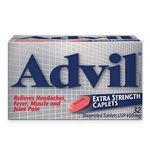 Advil Extra Strength Ibuprofen Pain Relief Caplets, Fast Acting Pain Relief for Migraine, Back, Neck, Joint, and Muscle Relief, 400mg (32 Count)