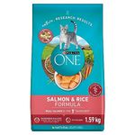 Purina ONE Dry Cat Food, Salmon & Rice Formula - 1.59 kg Bag