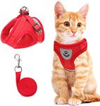 Cat Vest Harness and Small Dog Vest Harness for Walking, All Weather Mesh Harness, Cat Vest Harness with Reflective Strap, Step in Adjustable Harness for Small Cats (Red, XS)