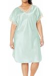 Shadowline Women's Charming Satin Chameuse Sleepshirt Night Shirt, Mint, Small