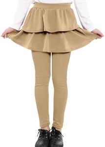 Auranso Girls Leggings with Skirt Kids Clothes Ruffle Tutu Pants Khaki 13-14 Years