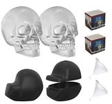 Unikstone 2 PACK Extra Large 3D Skull Ice Cube Mold Silicone Ice Molds for Whiskey Skull Ice Cube Trays with Funnel for Big Mouth Cup Skull Ice Maker with Resin Chocolate sugar Whiskey Ice Mold for Parties