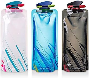 2Pcs Foldable Flexible Water Bottle Set with Carabiner & Clips - Reusable Collapsible Drinking Water Bags (700ML Each), BPA-Free for Hiking, Traveling & Adventures