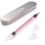 Dual-Ended Nail Rhinestone Picker Dotting Pen with Extra 2 Wax Head, FITDON Wax Tip Pencil for Jewel Gems Crystals Studs Pickup (Pink)