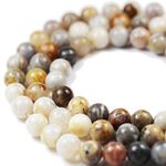 Agate Beads Natural Gemstone Beads for Making Jewellery Energy Healing Crystals Jewelry Chakra Crystal Jewerly Beading supplies Bamboo Leaf Agate 8mm 15.5inch About 46-48 Beads