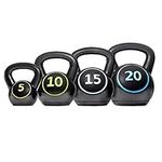 Yaheetech 4-Piece Kettlebell Set, Exercise Fitness Kettlebells Weight Set w/Textured Grip Wide Handle & HDPE Bottom for Women & Men Full Body Workout & Strength Training,Include 5lb, 10lb, 15lb, 20lb