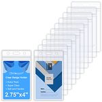 Wisdompro 10 Pack Vertical ID Card Badge Holder, Double-Sided 2 Card Slot Waterproof Clear PVC Key Card Sleeve Case Plastic Wallets with Resealable Zip for Lanyard Office School Cruise