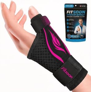 FITSOON Medical-Grade Thumb Support Brace Breathable Thumb Spica Splint Stabilizer for Trigger Finger, De Quervain's Tenosynovitis, Arthritis, Sprains, Day and Night Pain Relief (Pink/Black, L/XL)