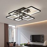 CITRA 6 light Rectangular Black Body Modern LED Chandelier Ring for Dining Living Room Office Hanging suspension Lamp - Warm White