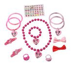 Lil Diva Minnie Mouse Fashion Accessories Set Of 12pcs - 1 Necklace, 1 Bracelet, 4 Bangals, 4 Clips and 2 Rings for Girls 3 Years And Above