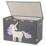 Foldable Kids Toy Chest with Lid, Triluby Baby Toy Box, Large Toy Storage Bin/Organizer/Basket/Trunk for Boys, Girls, Toddler and Baby Nursery Room (Gray Unicorn)